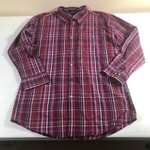 Saddlebred Mens Long Sleeve Shirt Pink Plaid Button‎ Down Sz Large Preppy Casual